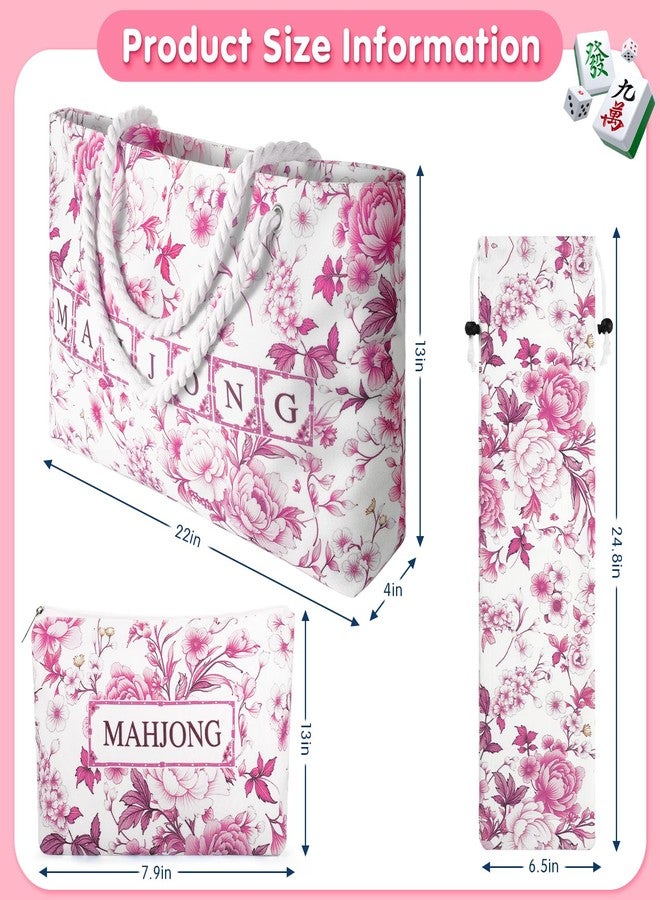 Xmoiqer Empty Mahjong Tile Bag for Mahjong Set,Mahjong Bag The Perfect Mahjong Gifts for Women,Mahjong Bags for Tiles and Racks,Mahjong Rack Bag for American Mahjong Tile Set(Pink) - Image 3