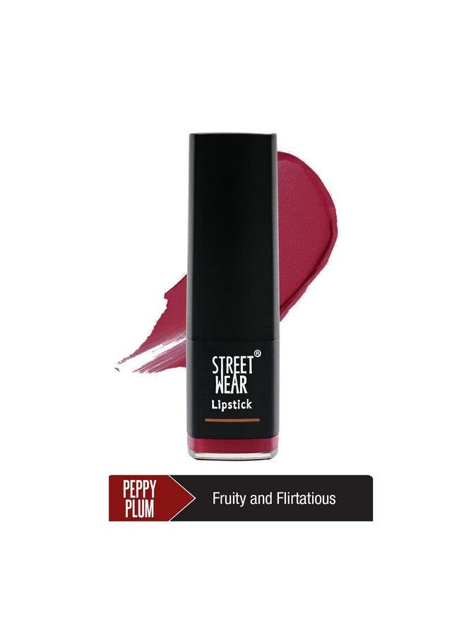 Street Wear Matte Lipstick -Peppy Plum (Plum) - 4.2 Gms -Longwear, Velvety Texture, Fade-Resistant, High Color Payoff, Lightweight Matte Lipstick, Plant-Based Canuuba Wax, Paraben-Free - Image 3