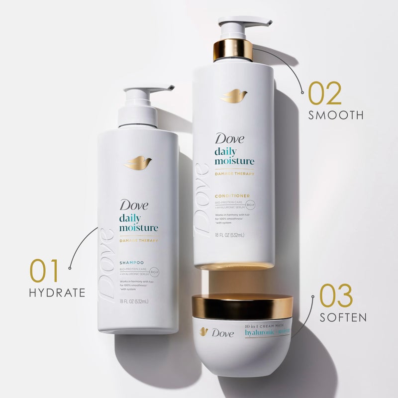 Dove Hair Hyaluronic Moisture for Dry Hair 10-in-1 Hydrating Hair Mask with Bio-Protein Care Technology and Hyaluronic Serum 9.2 Fl Oz - Image 4