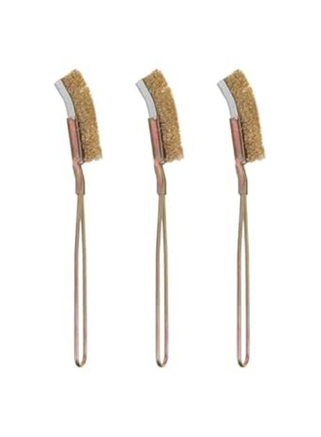 3Pcs Mini Curved Copper Wire Brush Set For Rust Removal And Metal Cleaning - Image 1