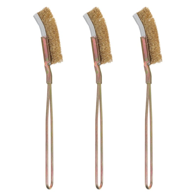 3Pcs Mini Curved Copper Wire Brush Set For Rust Removal And Metal Cleaning - Image 2