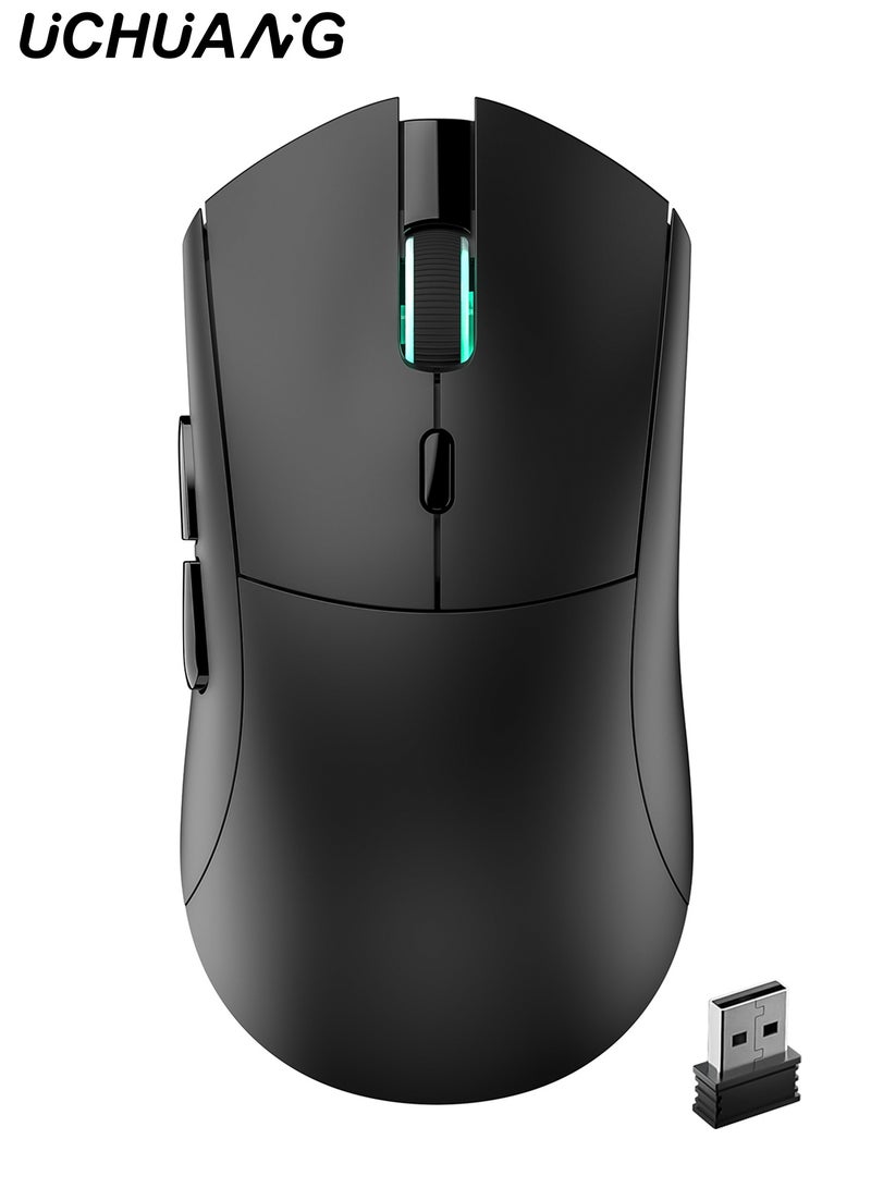 UCHUANG RS7 Lightweight Wireless Gaming Mouse,Tri-Mode(2.4G/USB-C Wired/Bluetooth),6 DPI Adjustable up to 20000,PAW3311 Optical Sensor,500mAh Long Battery,8 Buttons for PC/Laptop/Win/Mac(Black)  - Image 1