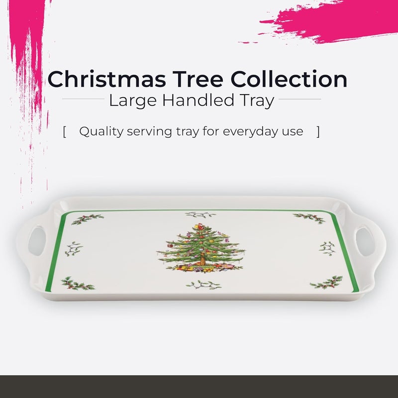 Spode Christmas Tree Large Handled Tray 19 x 116  Festive Melamine Serving Tray for Lunch Coffee Breakfast  Durable  Lightweight Holiday Serveware  Dishwasher Safe - Image 2