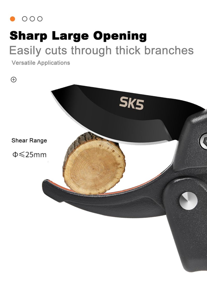 Pruning Shears for Gardening,Gear Mechanism for Effortless Cutting, Professional Bypass Pruner Hand Shears Heavy Duty, Pruners for Gardening, Garden Clippers, Hedge Shears (Black,20.5x7x6.5cm) - Image 4