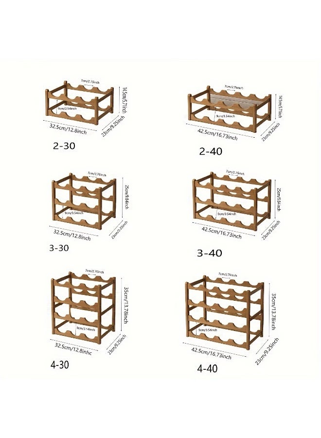 AL ARQAM 3-Layer Wooden Wine Rack – Holds 9 Bottles | Freestanding Red Wine Bottle Holder | Rustic Wood Wine Storage Shelf for Kitchen, Bar, or Countertop | Assembly Required - Image 3