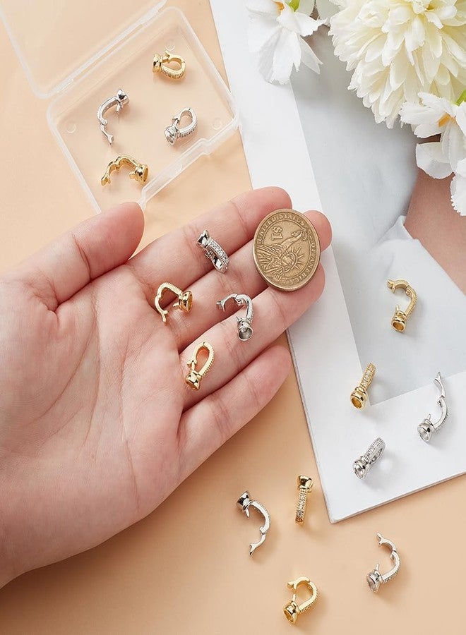 UNICRAFTALE 16Pcs 2 Colors Fold Over Clasps Metal Micro Pave Cubic Zirconia Foldover Extension Clasp Crystal Rhinestone Bracelet Extenders Extender Fastener for Jewelry Making Inner Diameter 4mm - Image 4