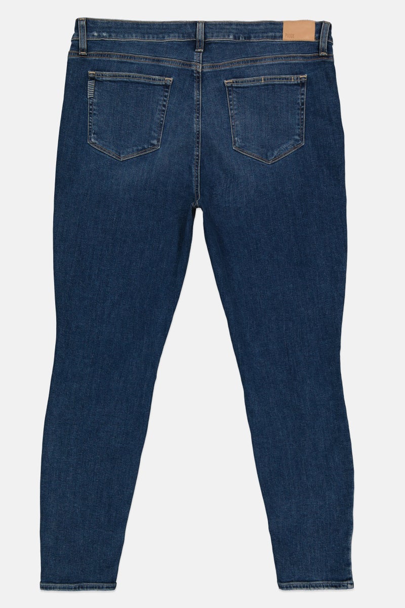 PAIGE Women Skinny Fit Rip Stretchable Jeans, Wash Blue - Image 3