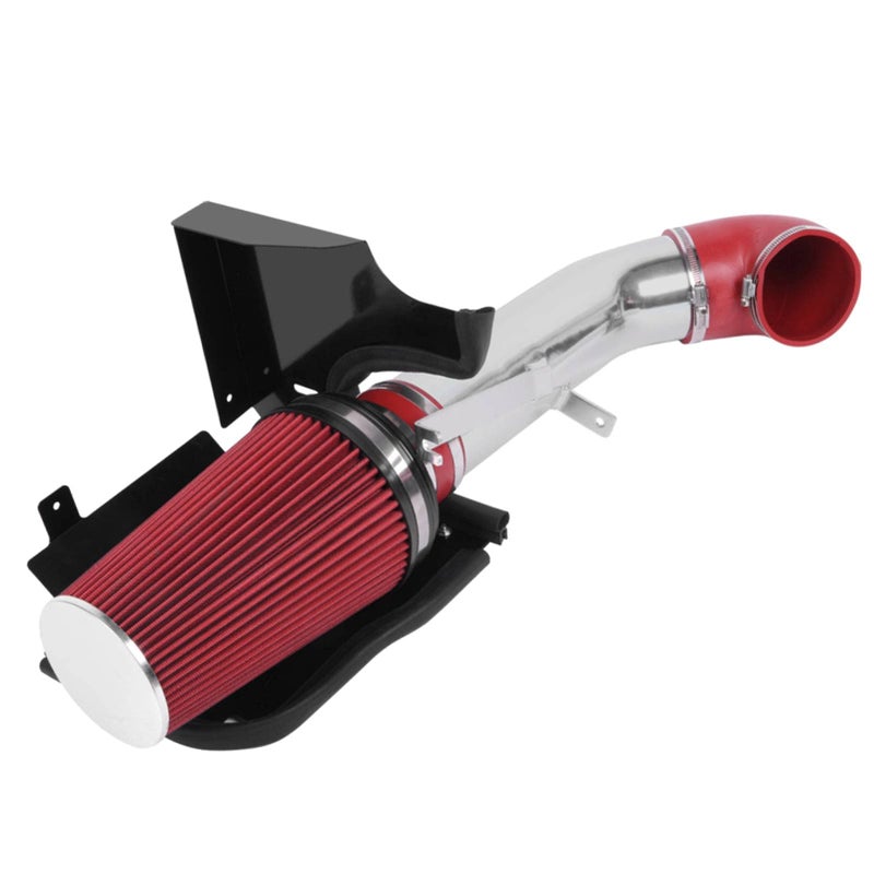 4 Inch Performance Cold Air Intake Filter Kit with Shield for 9906 GMC Chevy V8 48L 53L 60L Silverado 1500 2500 3500 Silver Red