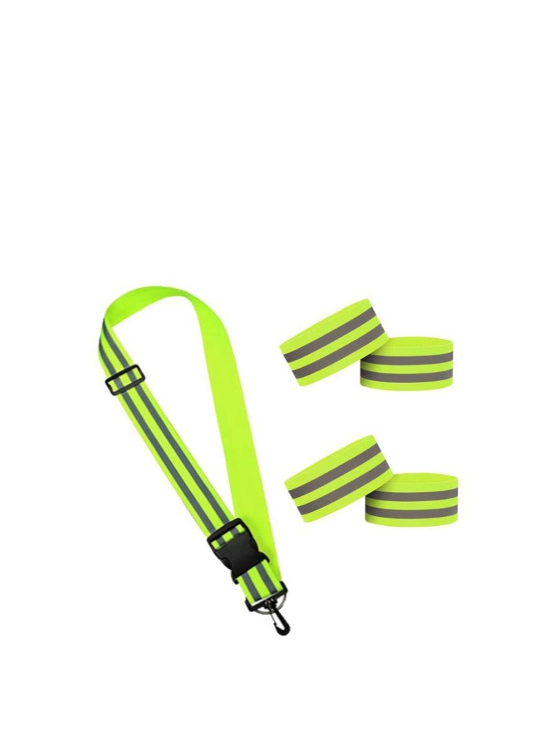 Y&D 2 Pcs Reflective Sash, 4 Bands Adjustable Visibility Belt Safety Strap, Band for Wrist Arm Ankle Leg, Substitute Vest, Running Gear - Image 1