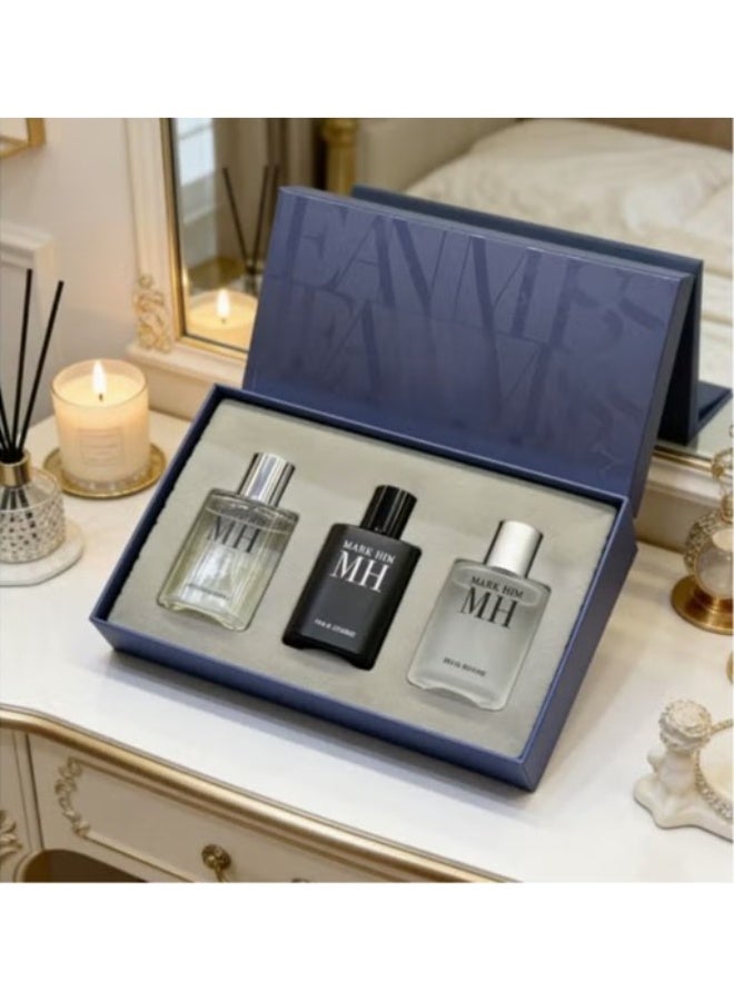 MARK HIM Pour Homme 3 Pcs Men’s Perfume Gift Set 30ml Each Luxury Masculine Fragrance Collection Long Lasting Fresh Woody Aromatic Cologne Travel Size Perfume Set for Daily Use & Any Occasion Gifting - Image 2