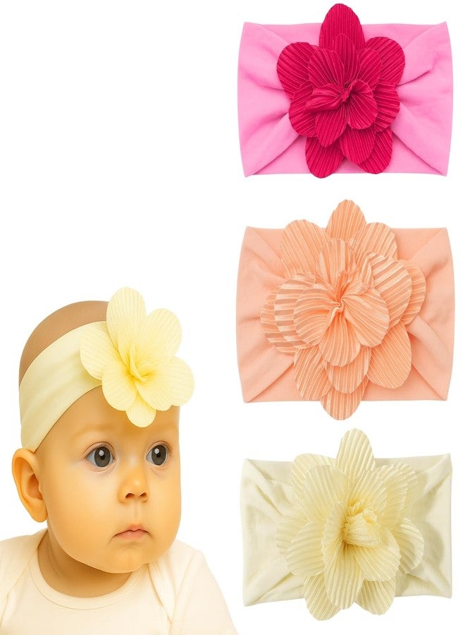 ANNACREATIONS ANNA CREATIONS 3 Pcs Baby Headbands for Girls & Boys, Soft Stretchy Hair Bands with Cute Flower Design, Comfortable and Stylish Hair Accessories for Newborn, Infant and Toddler Babies - Image 2