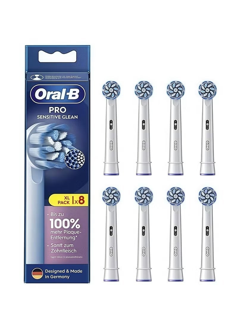 أورال بي رأس فرشاة أسنان كهربائية Oral-B Pro Sensitive Clean، على شكل حرف X وشعيرات فائقة النعومة لتنظيف لطيف وإزالة البلاك، عبوة من 8 رؤوس فرشاة أسنان، أبيض (قد تختلف العبوة) - Image 1
