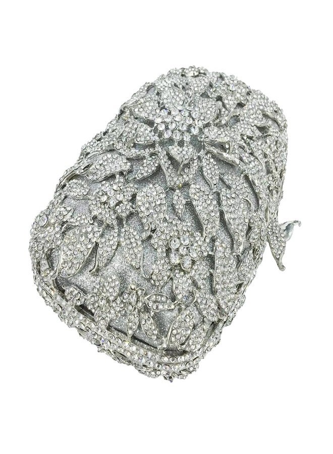 GSYPS Ladies Crystal Evening Bag Flower Luxury Rhinestone Clutch Bags Diamond Party Wedding Handbag Sparkle Party Purse Rose Red - Image 3