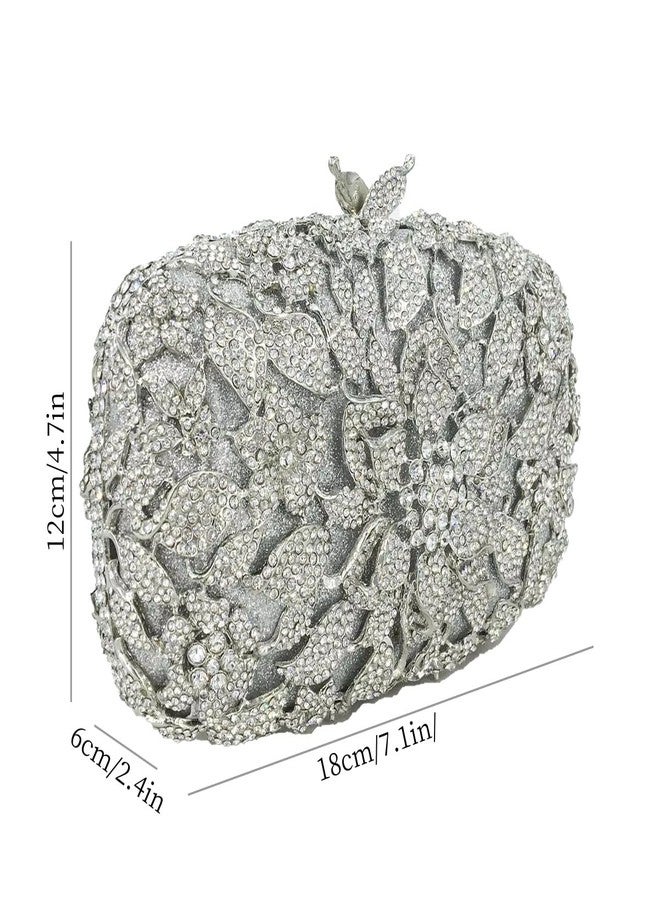 GSYPS Ladies Crystal Evening Bag Flower Luxury Rhinestone Clutch Bags Diamond Party Wedding Handbag Sparkle Party Purse Rose Red - Image 2