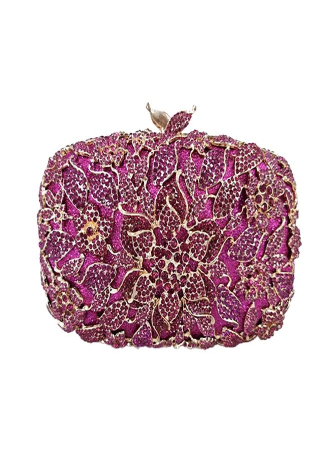 GSYPS Ladies Crystal Evening Bag Flower Luxury Rhinestone Clutch Bags Diamond Party Wedding Handbag Sparkle Party Purse Rose Red - Image 1