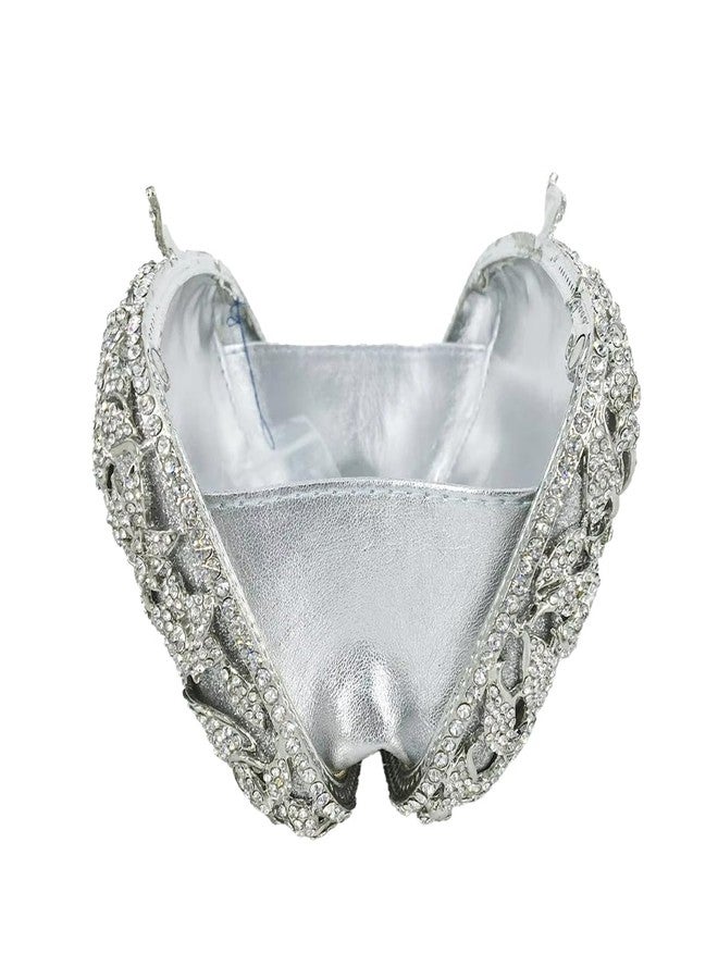 GSYPS Ladies Crystal Evening Bag Flower Luxury Rhinestone Clutch Bags Diamond Party Wedding Handbag Sparkle Party Purse Rose Red - Image 4