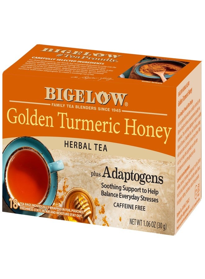 Bigelow Tea, Golden Turmeric Honey Herbal Tea Plus Adaptogens (Caffeine Free), 18 Count - Image 1