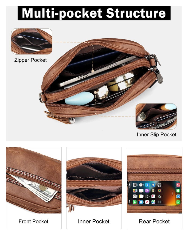 FADEON Wristlet Wallets for Women, Designer Leather Clutch Purse with 5 Zippers, RFID Credit Card Holder, Cell Phone Organizer - Image 4