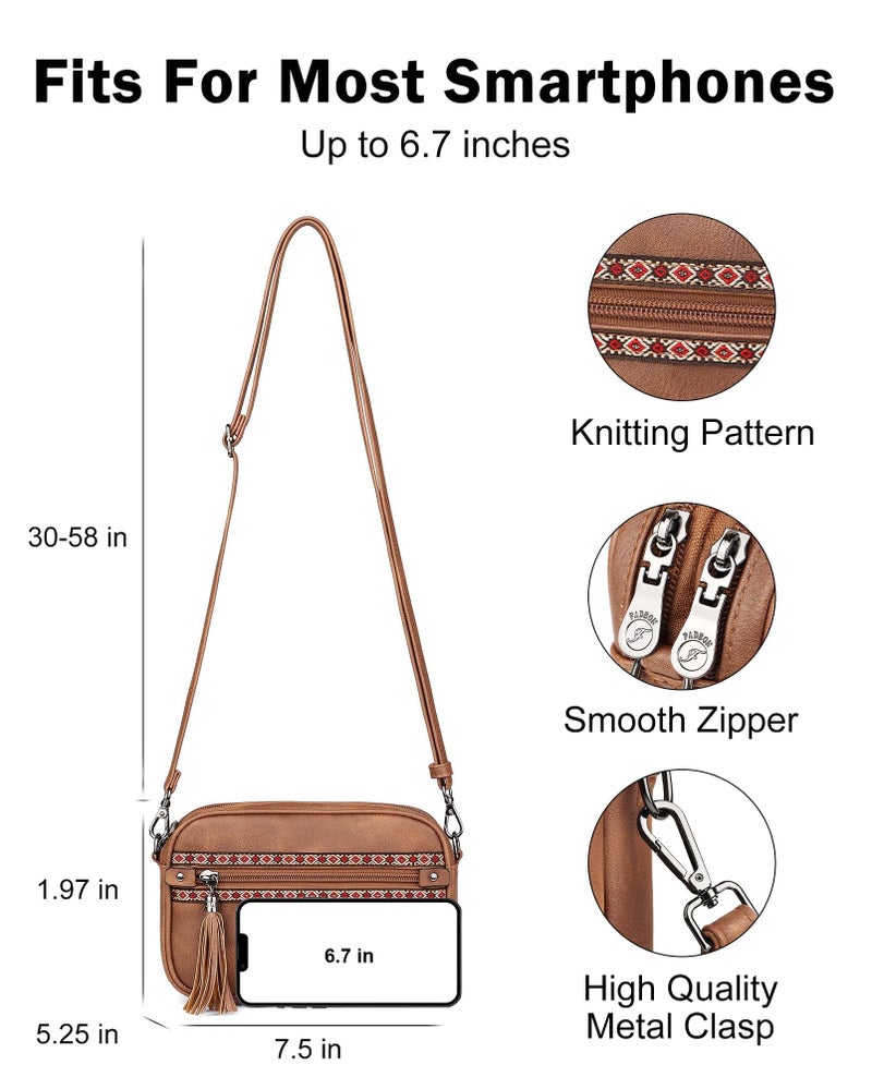 FADEON Wristlet Wallets for Women, Designer Leather Clutch Purse with 5 Zippers, RFID Credit Card Holder, Cell Phone Organizer - Image 3