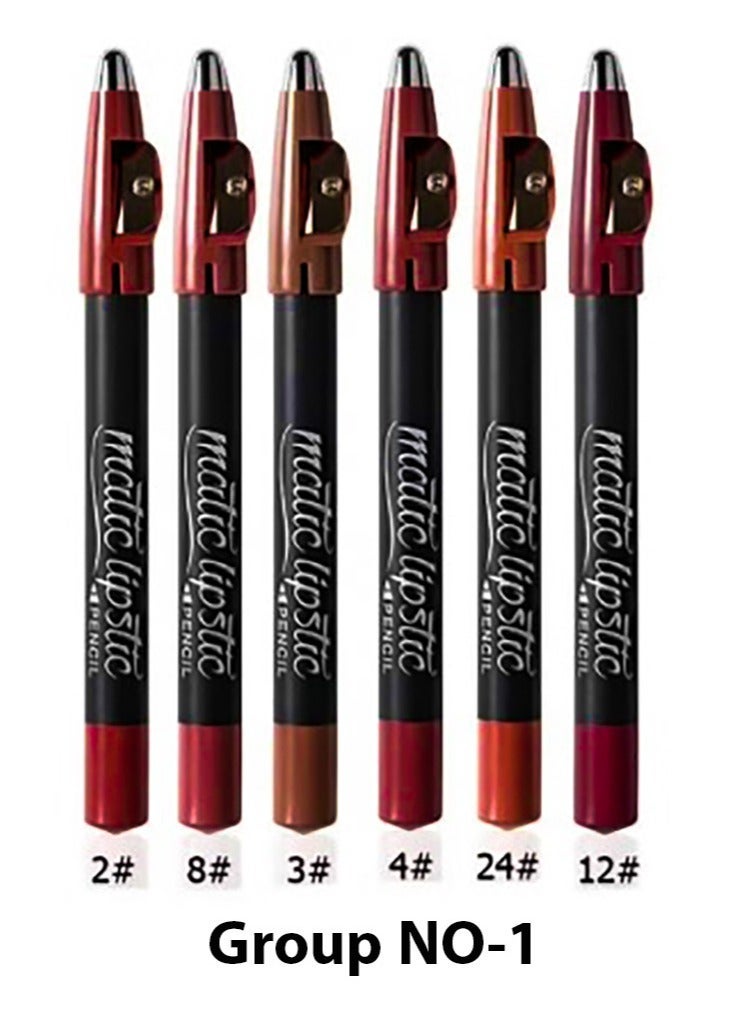 M.N Six Matte Lipstick Pens with Sharpener Group No. 1 P168-G1 - Image 1