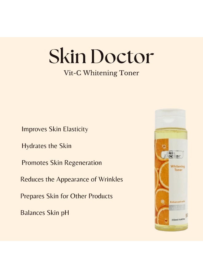 Skin Doctor Whitening Toner with Vitamin C 250ml – Brightening, Anti-Aging & Hydrating Skin Care for All Skin Types | Gentle Daily Use - Image 2
