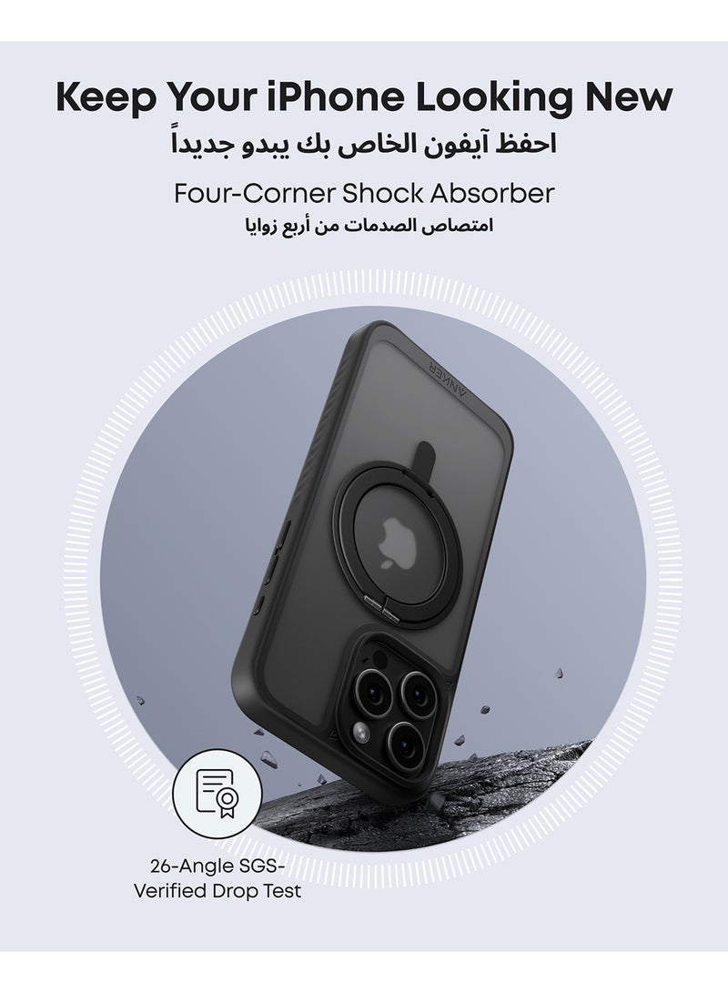 FlexStand Magnetic Phone Case Cover, Anti-Slip and Drop-Proof Protective Cover with Ring Stand, iPhone Mobile Case Compatible with MagSafe, Exclusively Designed for iPhone 15 Pro 6.1-Inch - Image 5