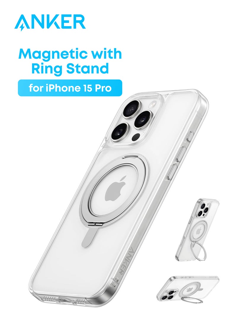 FlexStand Magnetic Phone Case Cover, Anti-Slip and Drop-Proof Protective Cover with Ring Stand, iPhone Mobile Case Compatible with MagSafe, Exclusively Designed for iPhone 15 Pro 6.1-Inch - Image 1