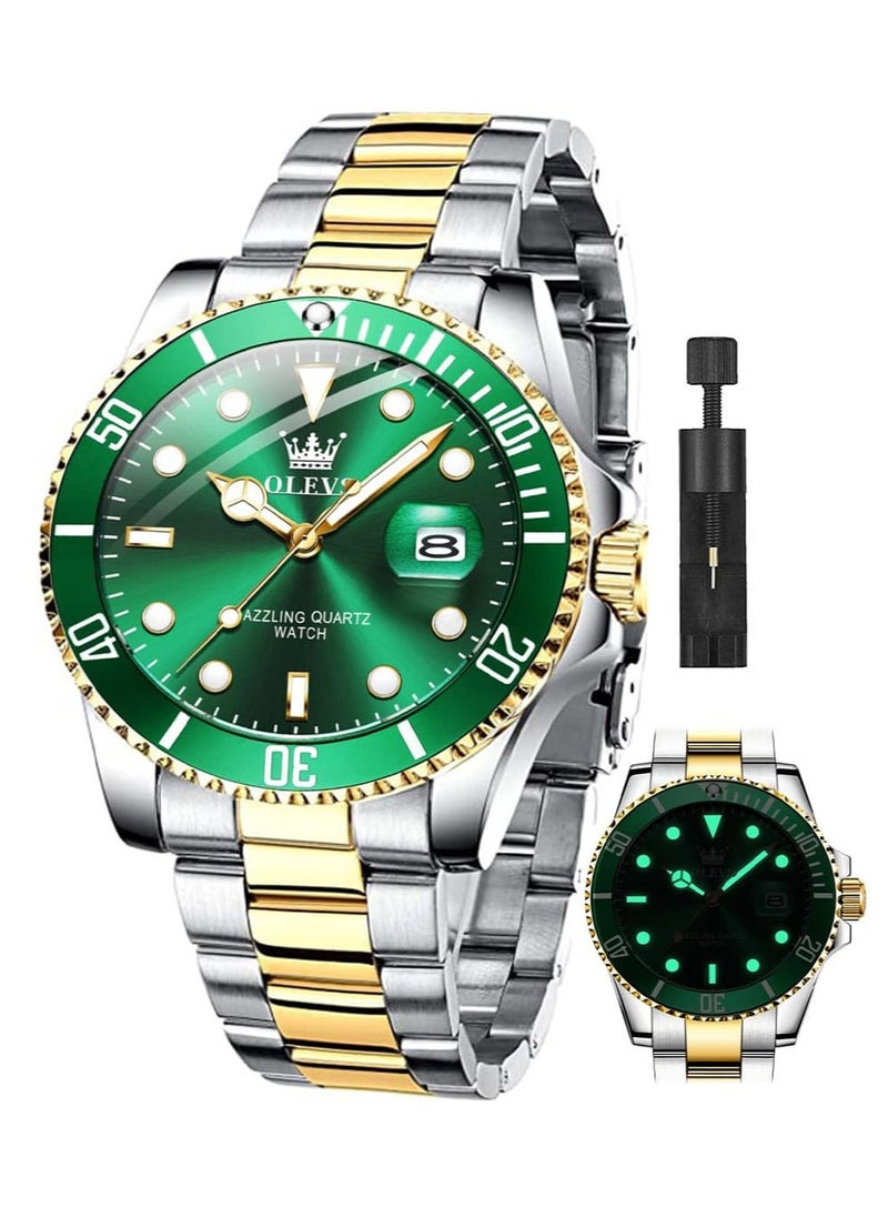 OLEVS OLEVS Classic Big Face Wrist Watches,Men Business Watches Dress Watch with Day Luminous Men Stainless Steel Wristwatch  - Image 1