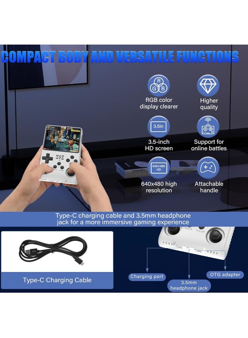 Handheld Retro R40S Pro Game Console Linux System With 256G TF Card, 30000+ Games, Retro Video Game Console3.5 inch IPS Full-View HD Screen White  - Image 3