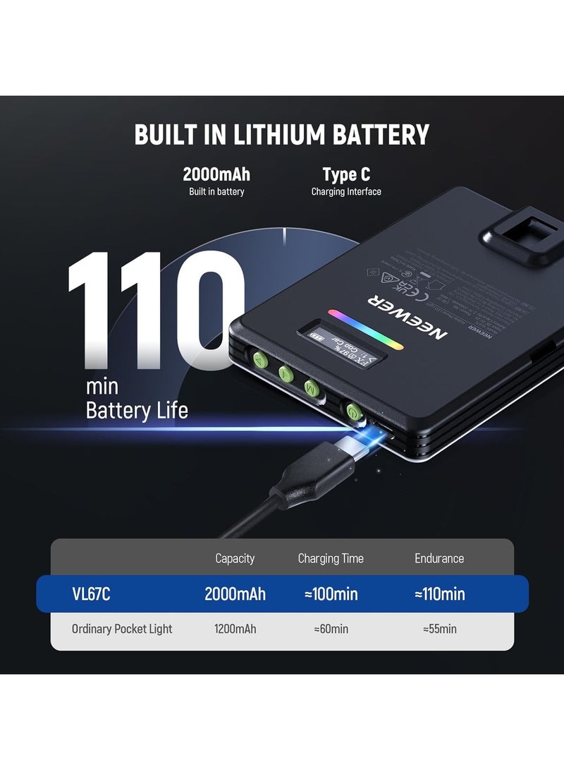 مصباح LED مع حامل هاتف ومشبك إضاءة، قابل للتعتيم مع 3 أوضاع لإضاءة الهاتف، بطارية مدمجة 2000 مللي أمبير في الساعة للكمبيوتر اللوحي والكمبيوتر المحمول ومؤتمرات الفيديو والبث المباشر - Image 4