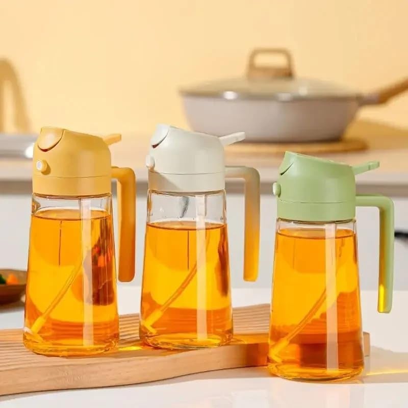 DECRUZ Oil Spray Bottle Dispenser and Vinegar Sprayer With Nozzle 2in1 Glass Kitchen Cooking Preparation Dispensers for Air Fryer Grill Salads Bread Dipping - Image 3