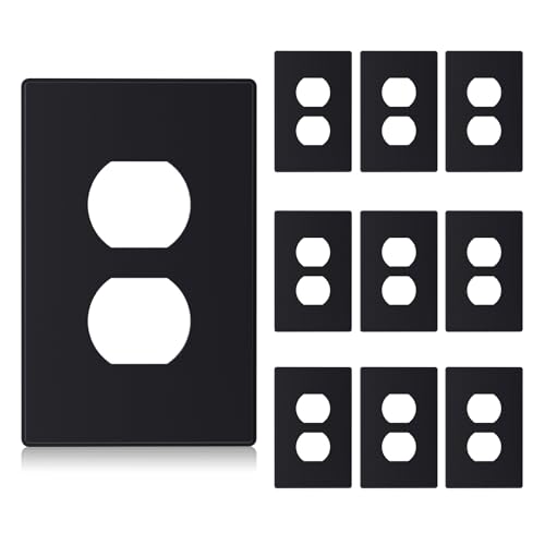 AIDA 1Gang Midsize Screwless Duplex Outlet Covers Matte Black 10Pack Unbreakable Polycarbonate Replacement Wall Plates for Light Switch Cover Plate UL Listed 488H x 313L - Image 1