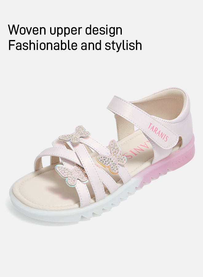 تارانيس صندل تارانيس الوردي اللامع على شكل فراشة، حذاء صيفي للبنات - Image 2