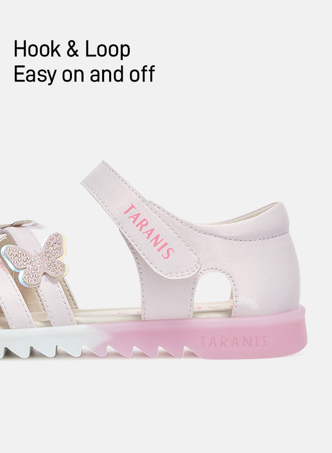 تارانيس صندل تارانيس الوردي اللامع على شكل فراشة، حذاء صيفي للبنات - Image 4