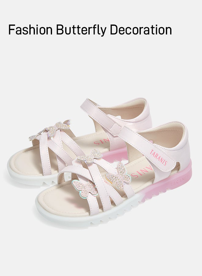 تارانيس صندل تارانيس الوردي اللامع على شكل فراشة، حذاء صيفي للبنات - Image 5