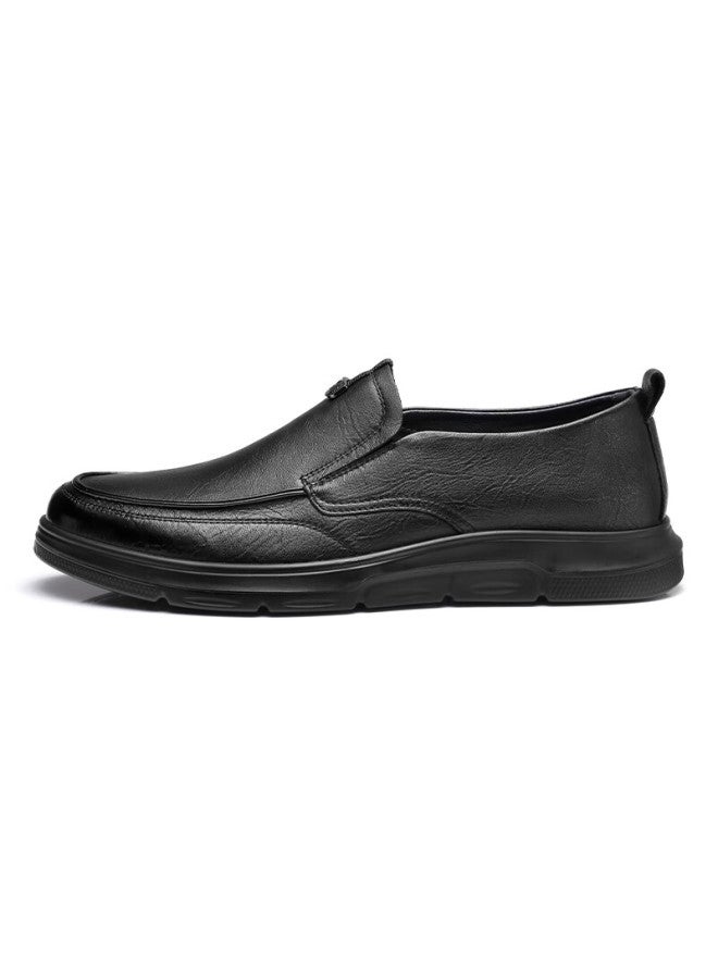 Strongman Qiangren Extra Large Size Business Casual Leather Shoes, Soft Sheepskin Breathable Loafers, Jda87548, Black, Size 45 - Image 5