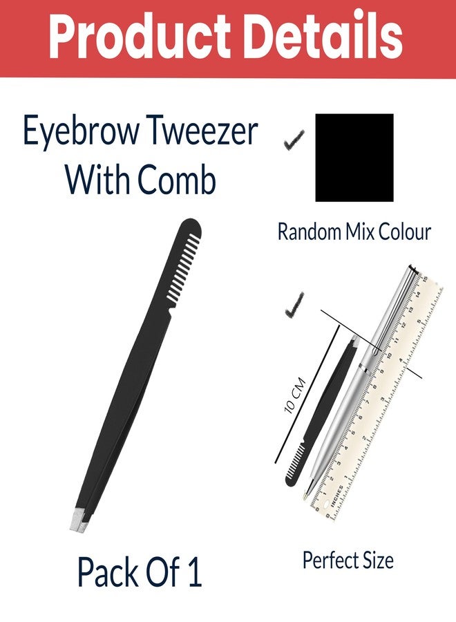 TEMPERIA (1pc) Eyebrow Tweezer for Hair Removal - Plucker for Eyebrows, Ingrown Hair & Facial Hair - Eye Brow Shaper Forceps for Women & Men - Eyebrow Grooming Tools (MN02) (HS347) - Image 2