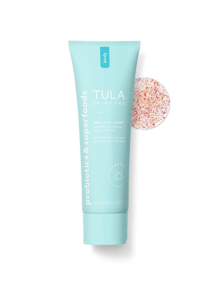 TULA TULA Skin Care Take Care  Polish  Revitalize  Cleanse Body Exfoliator 2in1 Buffs Away Dull Skin  Improves Skin Texture Contains AHAs Lemon and Hibiscus 81 fl oz 