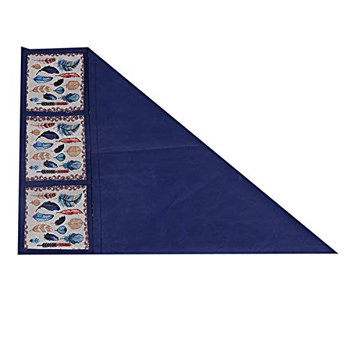 Kuber Industries Fridge Top Cover with 6 Utility Side Pockets|Birds Wings Design & Cotton Material| Size 94 x 54 CM (Cream and Blue)-CTKTC032705 - Image 2