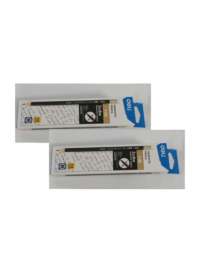 Deli 2 Pack Bundle Offer -2 X Deli U20000 HB Graphite Pencil 2.2mm Pack of 12 Pcs - Image 1