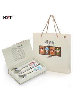 Generic HDST Chinese Style Gift Set Beijing Opera Facial Makeup Tableware Creative Practical Opening Activities Hand Gift Small Gift-Specifications:Three-piece Group-Wen Tao  - Image 1