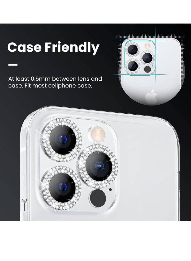 iPhone 15 Pro & iPhone 15 Pro Max Camera Lens Protector Bling, Tempered Glass Screen Protector Protection Camera Cover Diamond Metal Individual Ring for 15 Pro 6.1" /15 Pro Max 6.7" 2023 - Image 2