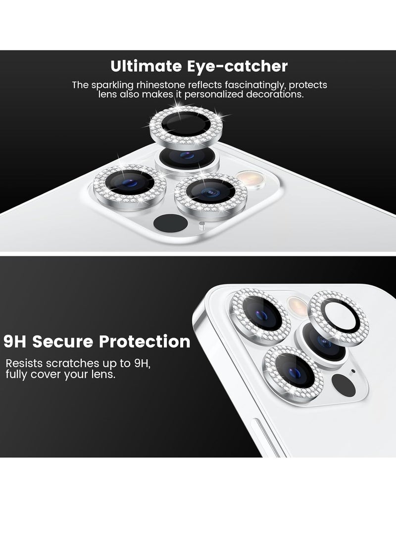 iPhone 15 Pro & iPhone 15 Pro Max Camera Lens Protector Bling, Tempered Glass Screen Protector Protection Camera Cover Diamond Metal Individual Ring for 15 Pro 6.1" /15 Pro Max 6.7" 2023 - Image 4