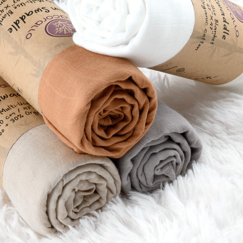 Meracorallo Muslin Swaddle Blanket Silky Soft Receiving Blanket Neutral Swaddle Wrap for Baby Boys and Girls, 47 x 47 inches, Set of 4 Solid Color - Image 2