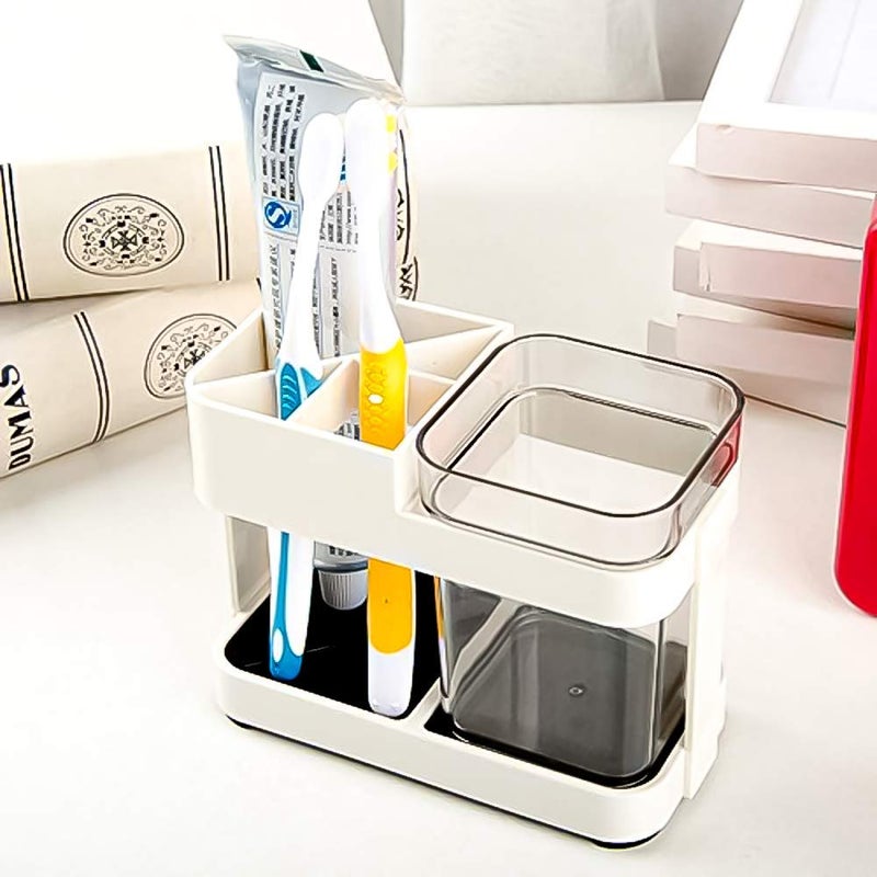 INKULTURE Bathroom Toothbrush Holder with 1 Large CupToothbrush Stand for Adults and KidsABS Plastic - Image 1
