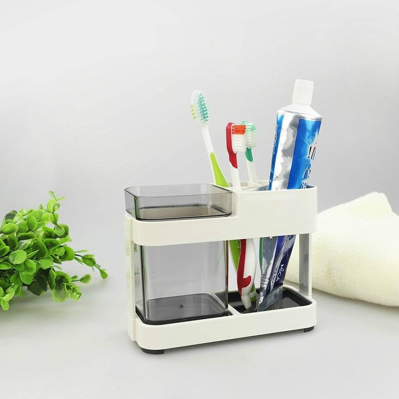 INKULTURE Bathroom Toothbrush Holder with 1 Large CupToothbrush Stand for Adults and KidsABS Plastic - Image 4