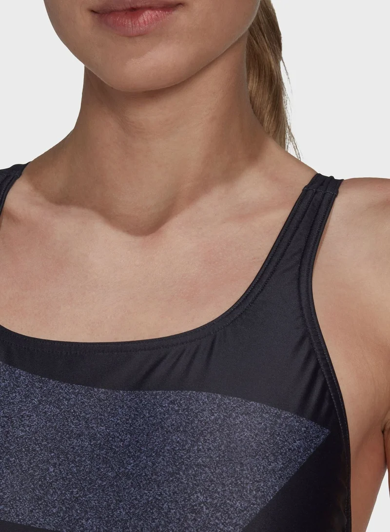 Adidas Big Bars Graphic Swimsuit