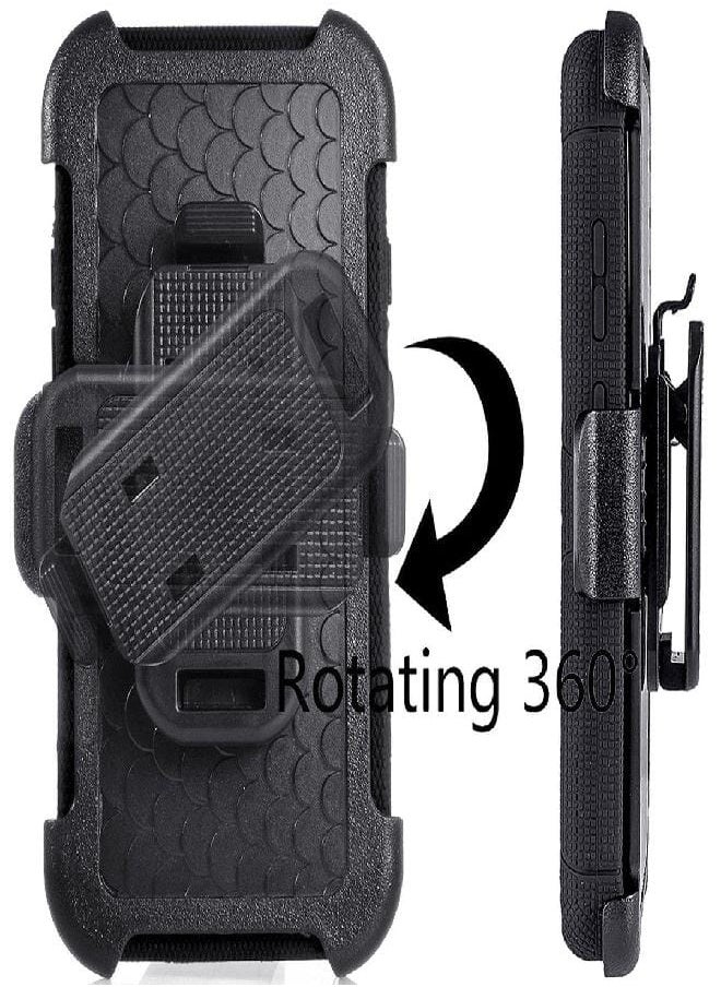 Generic Compatible for Samsung Galaxy S7 Edge Case (Not for S7), PlusMall Rugged Shockproof Hybrid Protective Case Back Cover with Swivel Belt Clip Hard Holster Defender Case Ring Rotating Kickstand (Black)  - Image 3