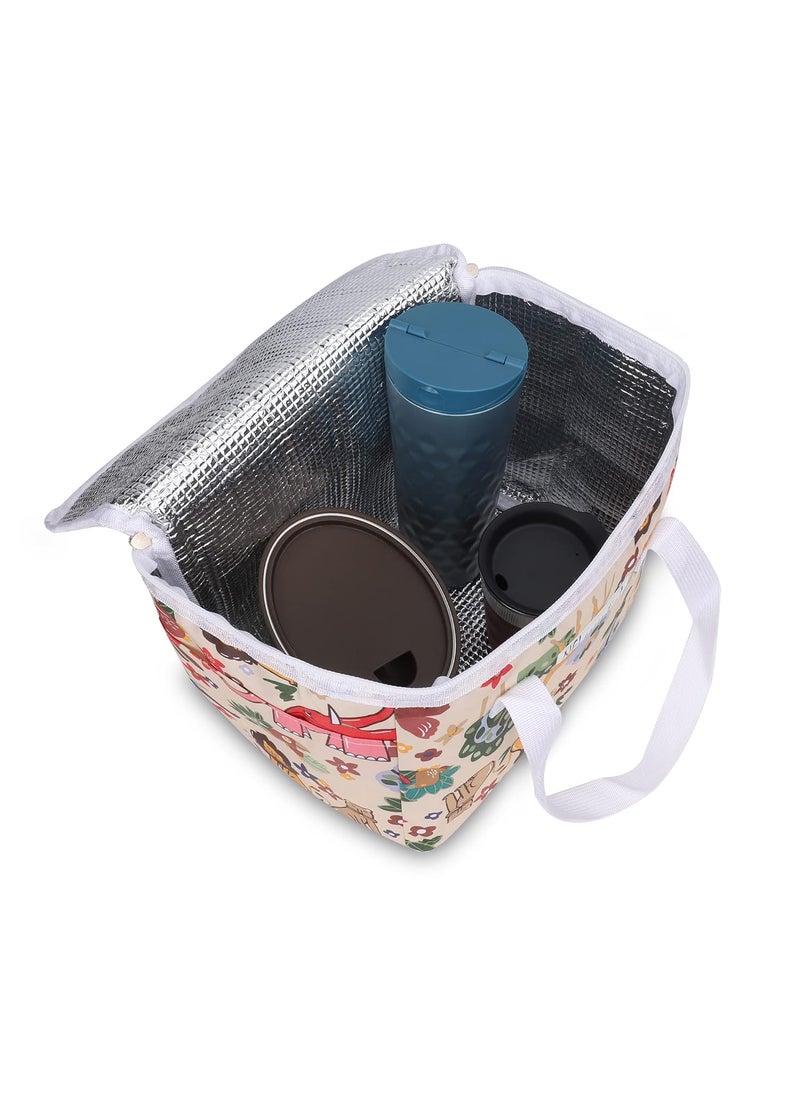 NFI essentials NFI essentials Printed Lunch Bag Thermal Portable Tiffin Bag for Food Travel & Picnic 9 LTR.Lunch Bag for Office Oxford Cloth Fabric Multicolor  - Image 5