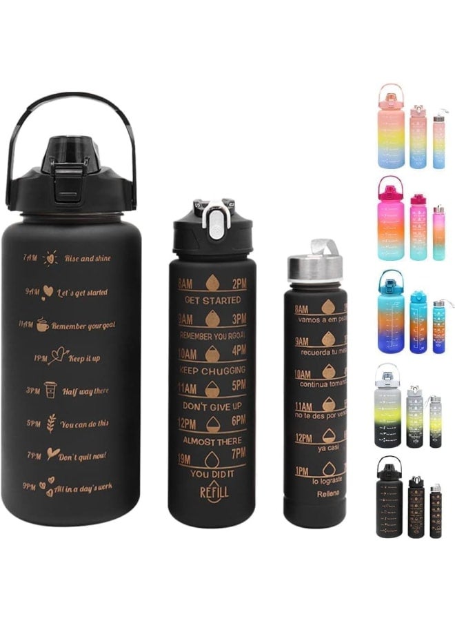 Sports Water Bottle Set with 3 Pieces Different Sizes, 3 Pack (2L + 900ml + 300ml), Leak Proof, BPA Free, Portable Plastic Sports Bottle for Camping, Bike, School - Image 3